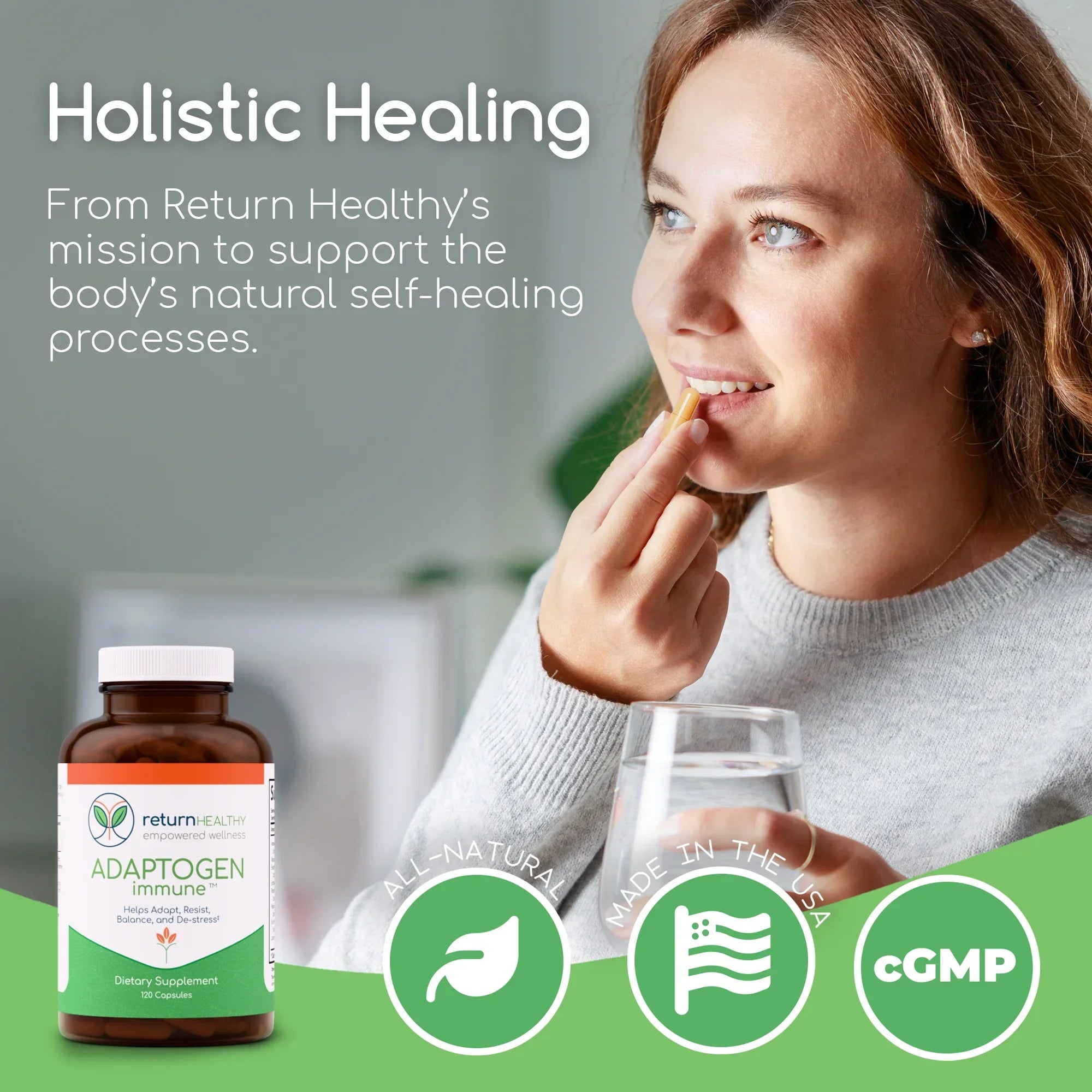 Return Healthy Adaptogen Immune supplement bottle