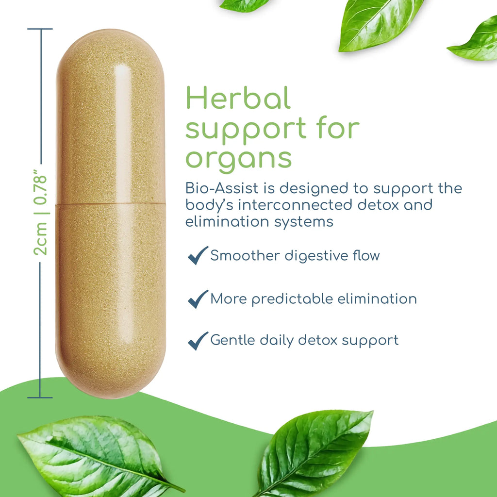 Return Healthy Bio-Assist supplement capsule product photo, a botanical formula for immune, gut, and detoxification support