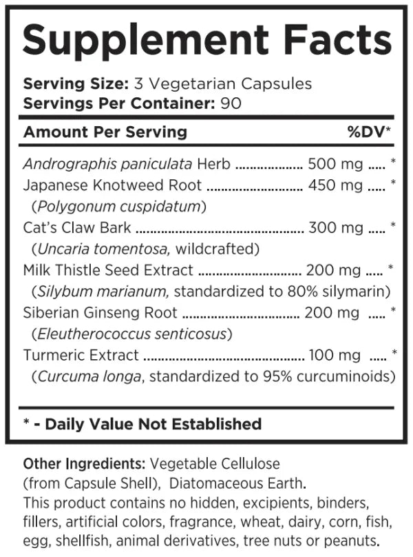 Foundation Formula label showing the supplement facts panel with serving size and ingredient amounts per serving.