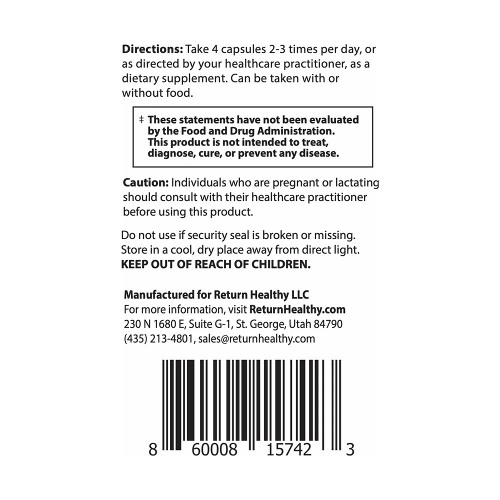 ITIS directions panel showing suggested use and serving size for the pain and inflammation support supplement.