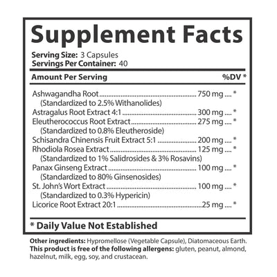 Adaptogen Immune Supplement Facts