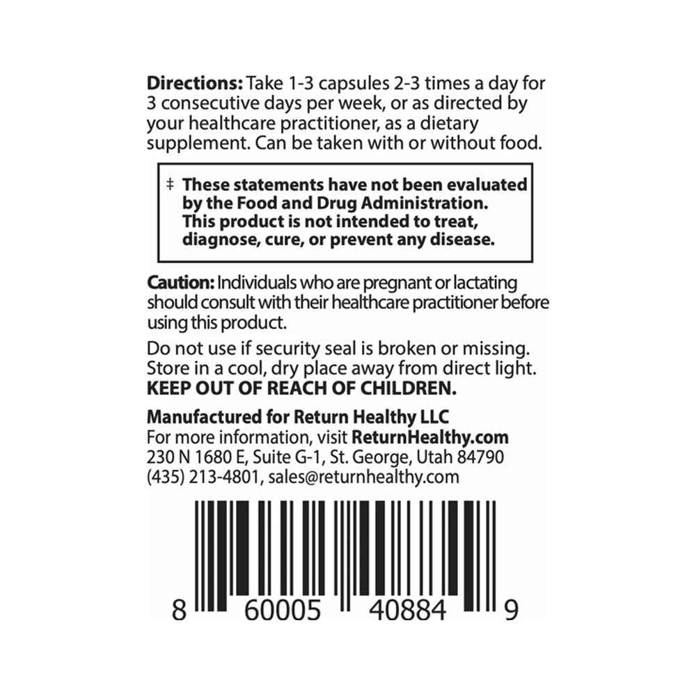 Artemisia Trinity directions panel showing suggested use and serving size for the microbial and digestive support supplement.