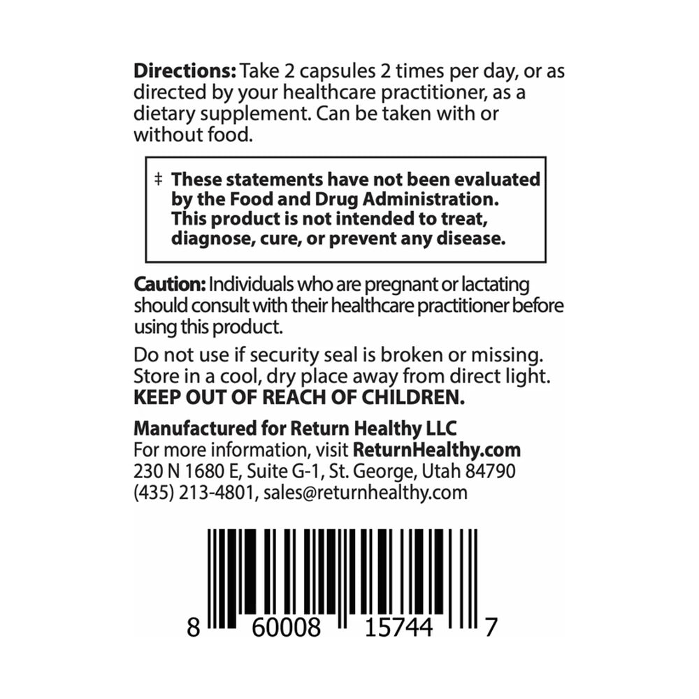 Cell Nutrients directions panel showing suggested use and serving size for the cellular metabolism and repair supplement.