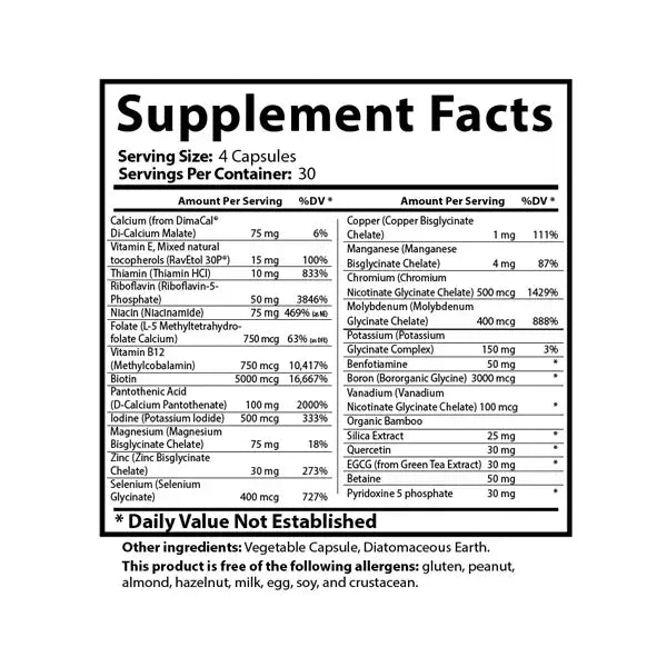 Cell Nutrients | Cellular Metabolism & Repair supplement facts