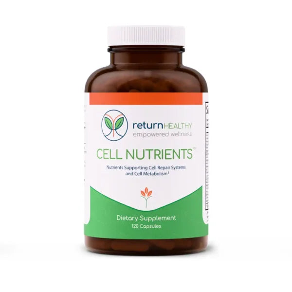 Return Healthy Cell Nutrients supplement bottle, a vitamin and mineral blend for cellular energy and repair.
