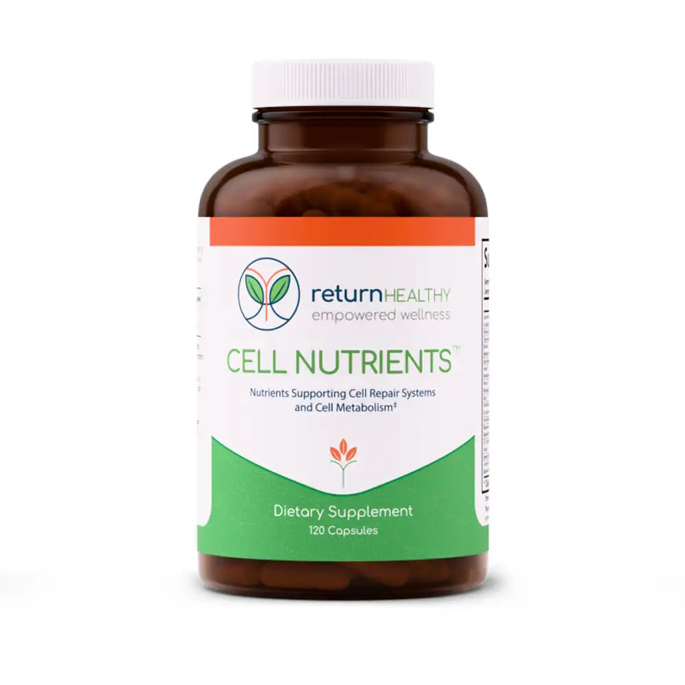 Return Healthy Cell Nutrients supplement bottle, a vitamin and mineral blend for cellular energy and repair.