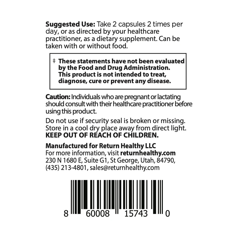 Cryptolepis Concentrate directions panel showing suggested use and serving size for the microbial and immune support supplement.
