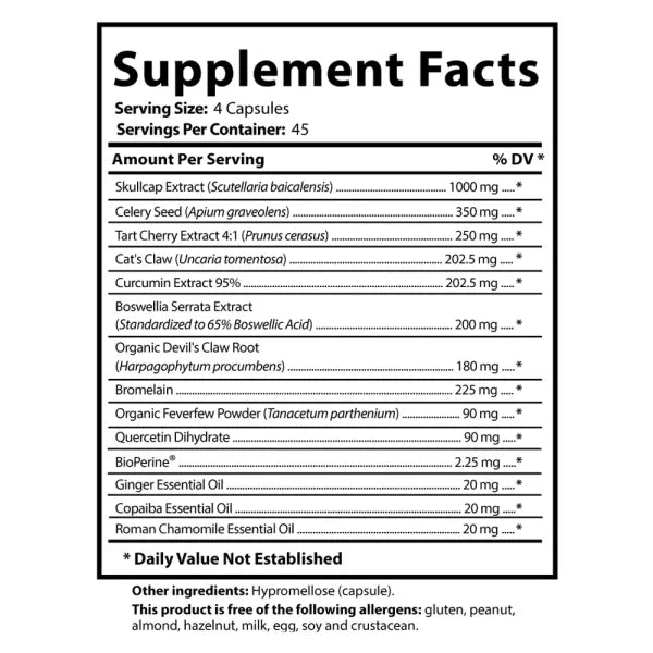 ITIS supplement facts panel showing serving size, servings per container, and ingredient amounts per serving.