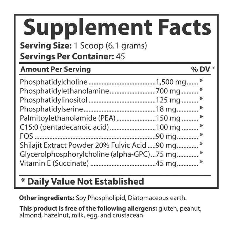 Phospholipid Synergy | Cell Membrane and Energy Support supplement facts